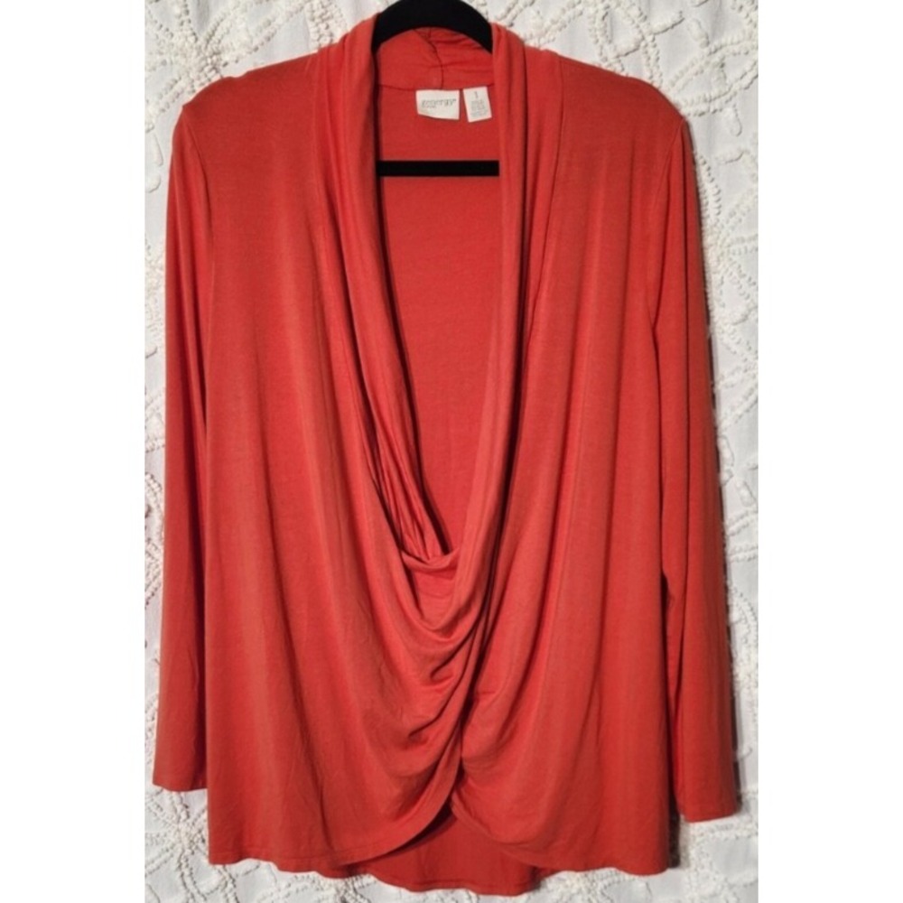 Zenergy Chicos Womens Crossover Top Size‎ M Orange Criss Cross Business Casual